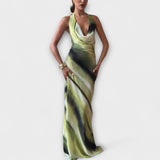 Klassisches Tie-Dye-Maxikleid in Grün