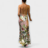 Ayla - Cremefarbenes Maxikleid mit Blütenmuster