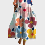 Limettengrünes Kleid mit Blumenmuster