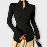 Michiko - Schwarzer eleganter Slim-Fit-Pullover