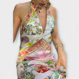 Ayla - Cremefarbenes Maxikleid mit Blütenmuster