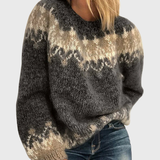 Nikola | Brauner gemütlicher Pullover mit Norweger-Muster
