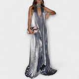 Calliope - Silbernes Metallic-Maxikleid