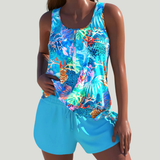 Cato - Tankini mit Shorts und tropisch-maritimem Print