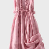 Salbeigrünes Leinen-Trägerkleid