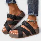 Roswita - Geflochtene Keil-Sandalen